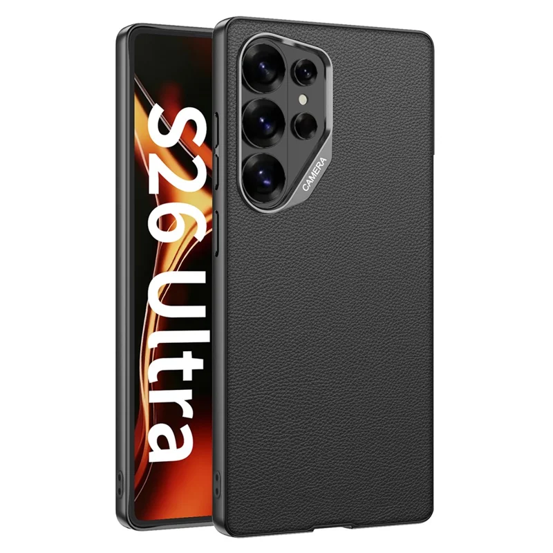 GKK Étui pour Samsung Galaxy S26 Ultra Étui arrière hybride en cuir PU Toucher peau - Noir