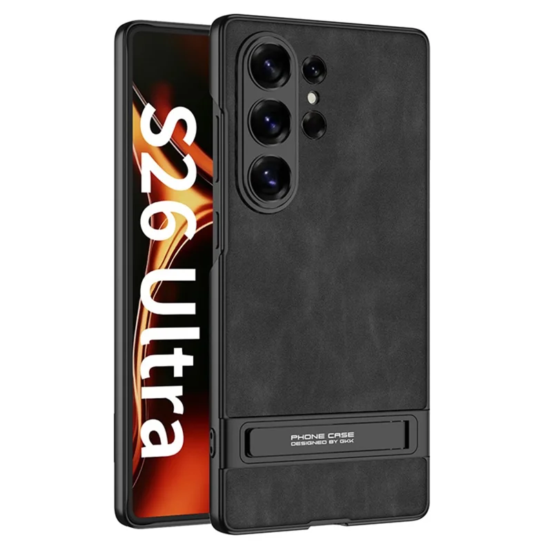 GKK Étui pour Samsung Galaxy S26 Ultra en Cuir PU Mat avec Revêtement en PC et Support Intégré Caché - Noir