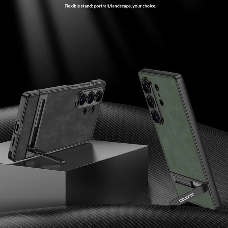 GKK Étui pour Samsung Galaxy S26 Ultra en Cuir PU Mat avec Revêtement en PC et Support Intégré Caché - Noir