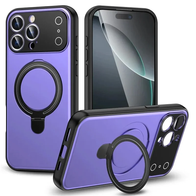 Bulk Purchasing For iPhone 12 Pro Compatible with MagSafe Case Transform to 17 Pro Kickstand TPU PC Matte Phone Back Cover - Purple
