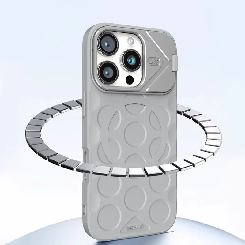 Achat en gros pour coque iPhone 16 Pro Max, housse en TPU + PC avec support intégré pliable et objectif compatible MagSafe - Gris
