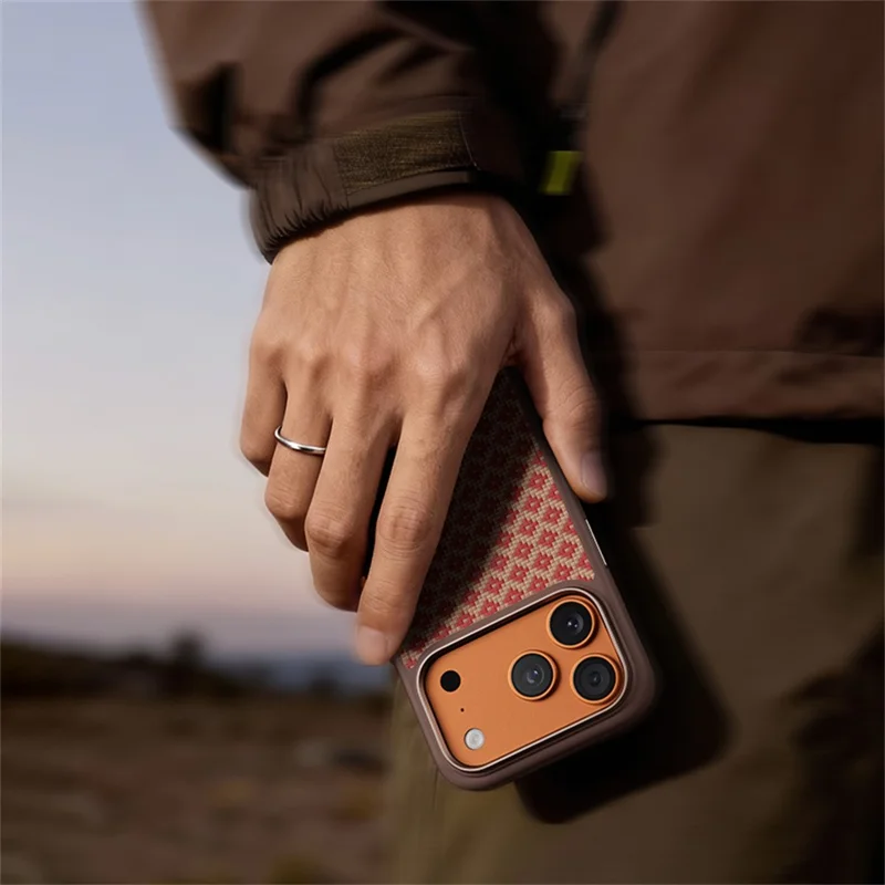 BENKS Y3 For iPhone 17 Pro Max Case Kevlar Aramid Fiber Woven Texture Phone Cover Compatible with MagSafe - Orange