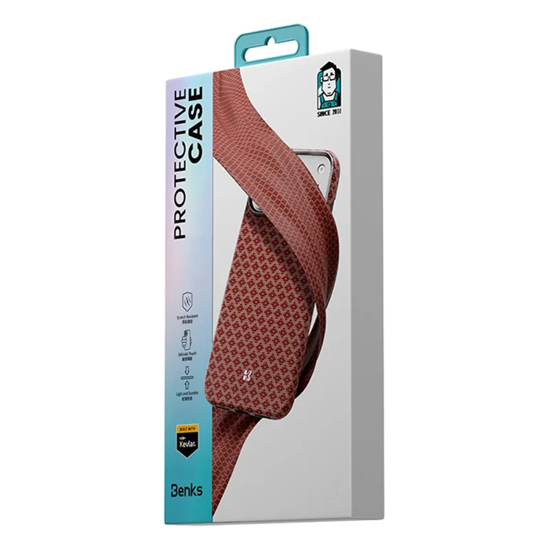 BENKS Y3 For iPhone 17 Pro Max Case Kevlar Aramid Fiber Woven Texture Phone Cover Compatible with MagSafe - Orange