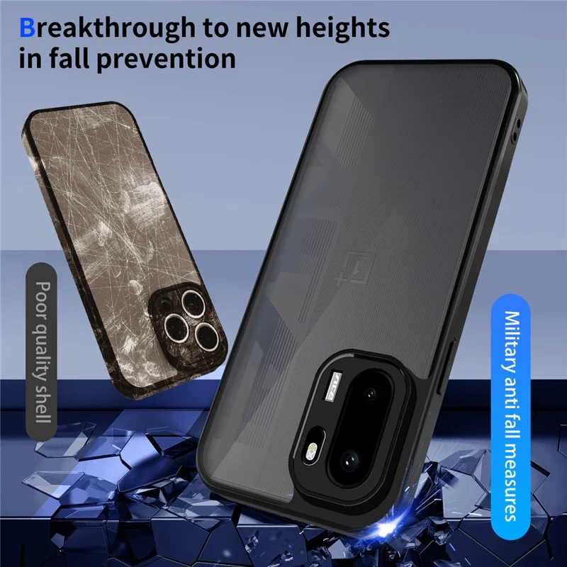 Capa para OnePlus 15R 5G / Ace 6 5G / Ace 6T 5G Skin Touch Matte PC + TPU Anti-queda - Preto Transparente