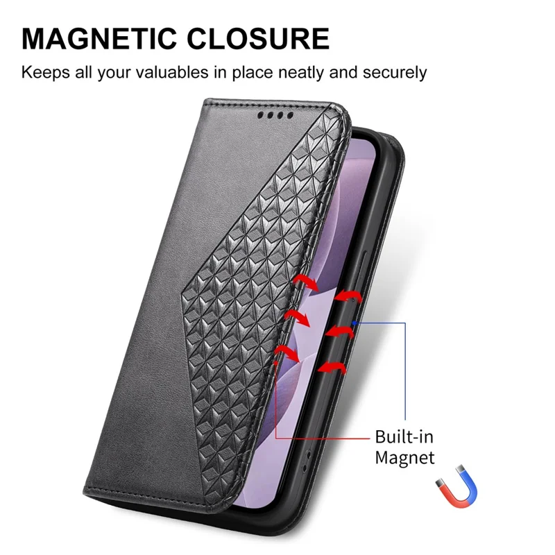 For Samsung Galaxy A57 5G Case Calf Texture PU Leather Wallet Phone Cover with Wrist Strap - Black