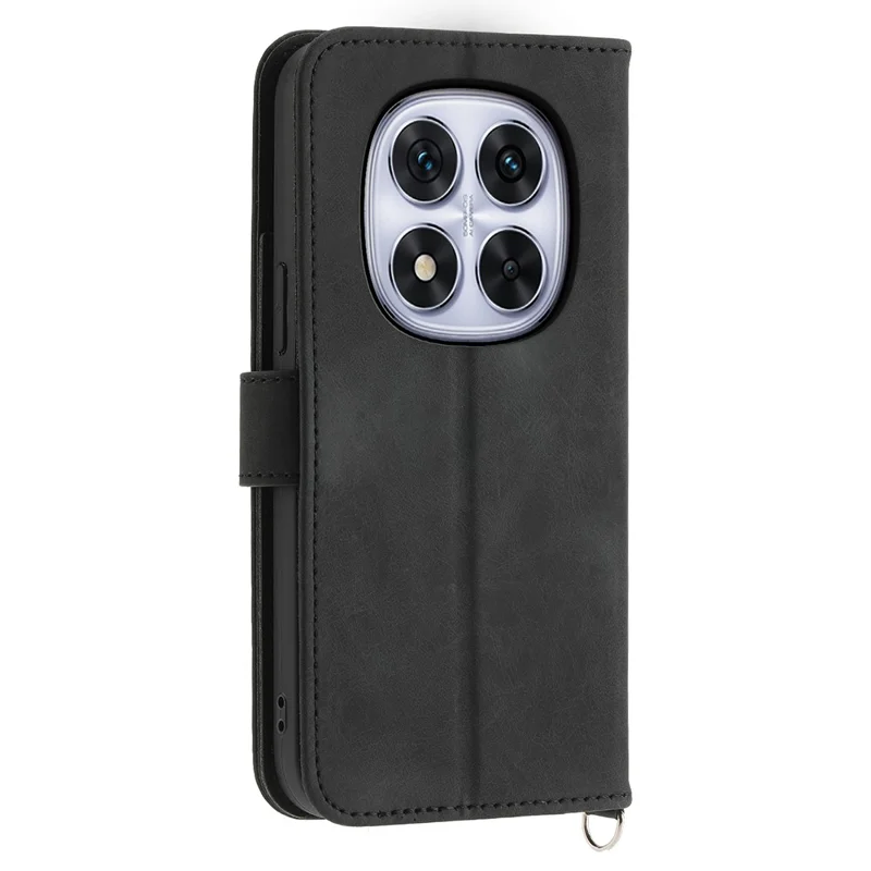 Cover per Xiaomi Redmi Note 15 Pro 4G (Global) con Fiore in Pelle PU, Portafoglio con Tracolla - Nero