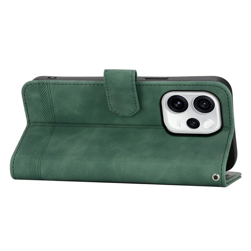 DIERFENG DF-03 Für Oppo Reno15 5G Hülle Linienprägung Mappenledertasche mit Handschlaufe - Grün