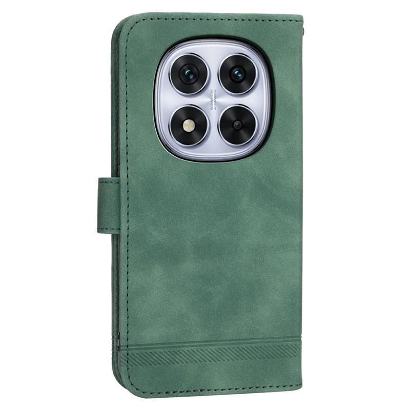 DIERFENG DF-03 Für Xiaomi Redmi Note 15 Pro 4G (Global) Tasche Linienprägung Mappenleder-Handyhülle mit Handschlaufe - Grün