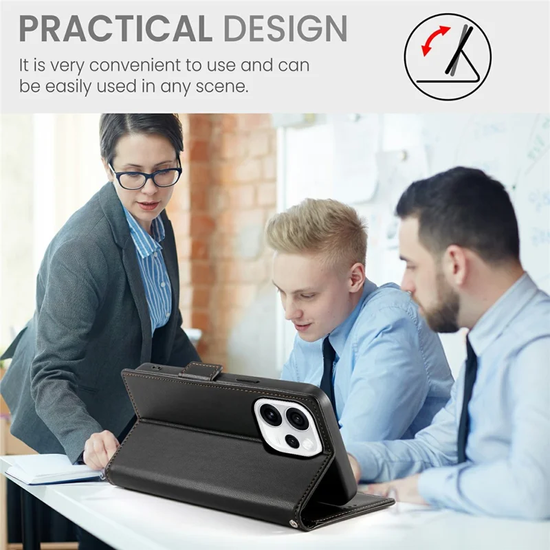 For Oppo Reno15 Pro Max 5G (Global) / Reno15 Pro 5G (China) Stand Case PU Leather Wallet Phone Cover - Black