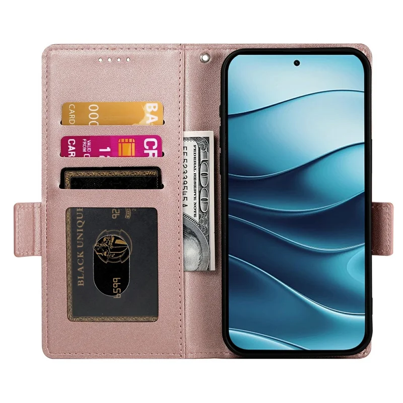 Coque support pour Xiaomi Redmi Note 15 Pro 4G (Global), étui portefeuille en cuir PU, couleur or rose