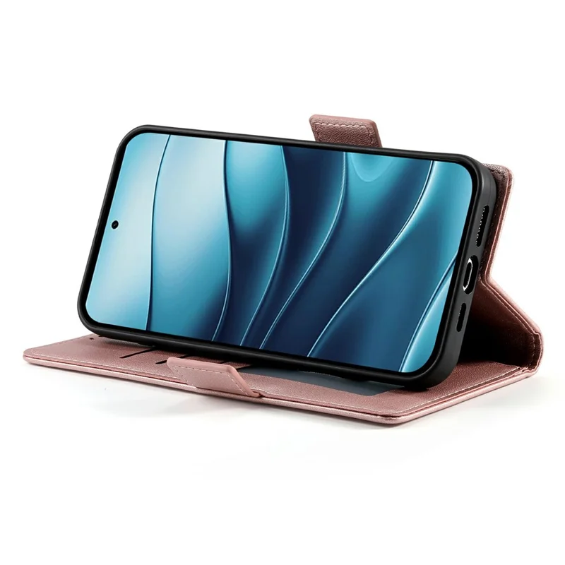 Coque support pour Xiaomi Redmi Note 15 Pro 4G (Global), étui portefeuille en cuir PU, couleur or rose