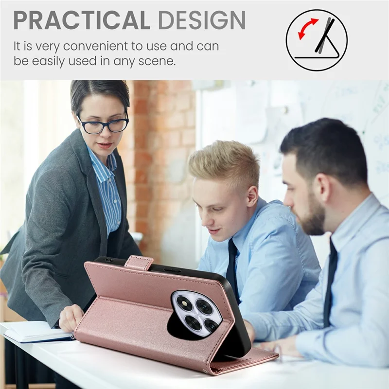 Coque support pour Xiaomi Redmi Note 15 Pro 4G (Global), étui portefeuille en cuir PU, couleur or rose