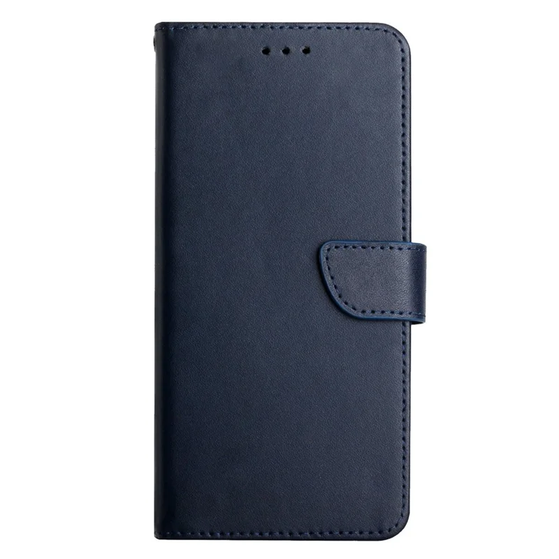 For Motorola Moto E22s 4G / E32 (India) 4G HT02 Genuine Leather Nappa Texture Wallet Case with Stand Function Flip Phone Cover Strong Magnetic Clasp Shell - Blue