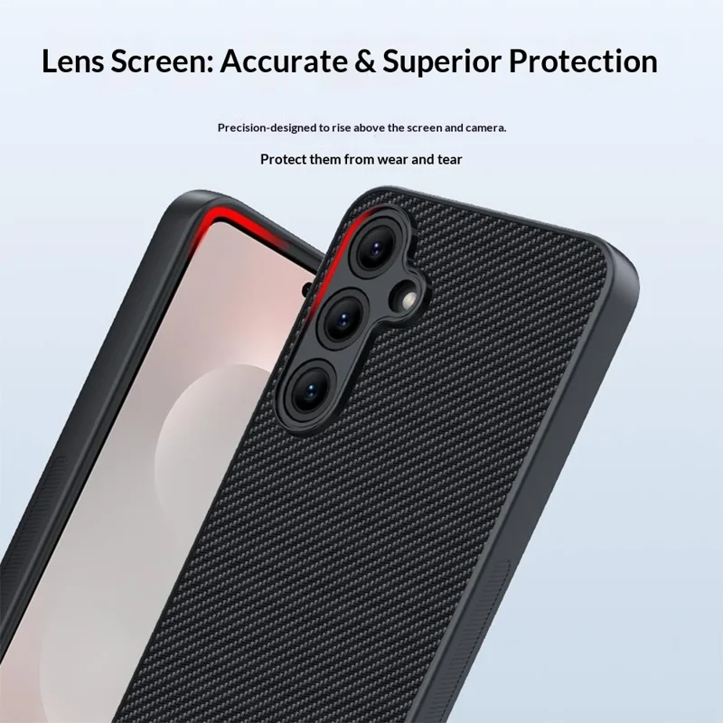 For Samsung Galaxy S26 Case Leather + PC Hard Phone Cover Carbon Fiber Texture - Gold