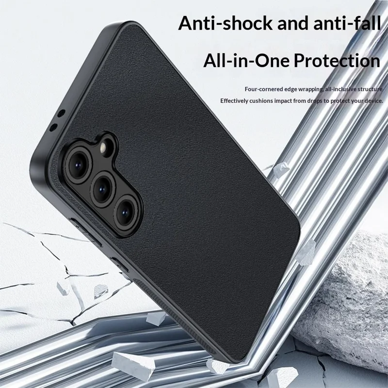 For Samsung Galaxy S26 Case PU Leather Coated PC + TPU Anti-Drop Phone Cover - Orange