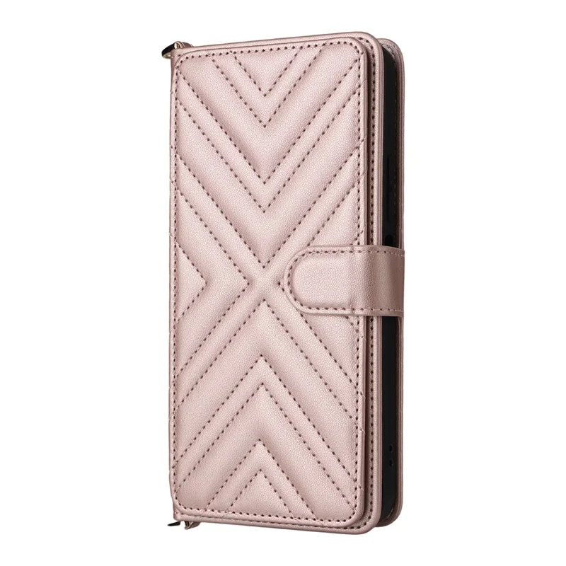 For Xiaomi Poco M7 4G (EU) (171mm) Leather Case Stand Wallet Phone Cover with Shoulder / Wrist Strap - Pink