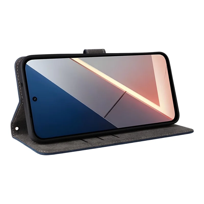 For Xiaomi Poco M7 4G (EU) (171mm) Case Wallet RFID Blocking PU Leather Phone Cover Stand with Strap - Blue