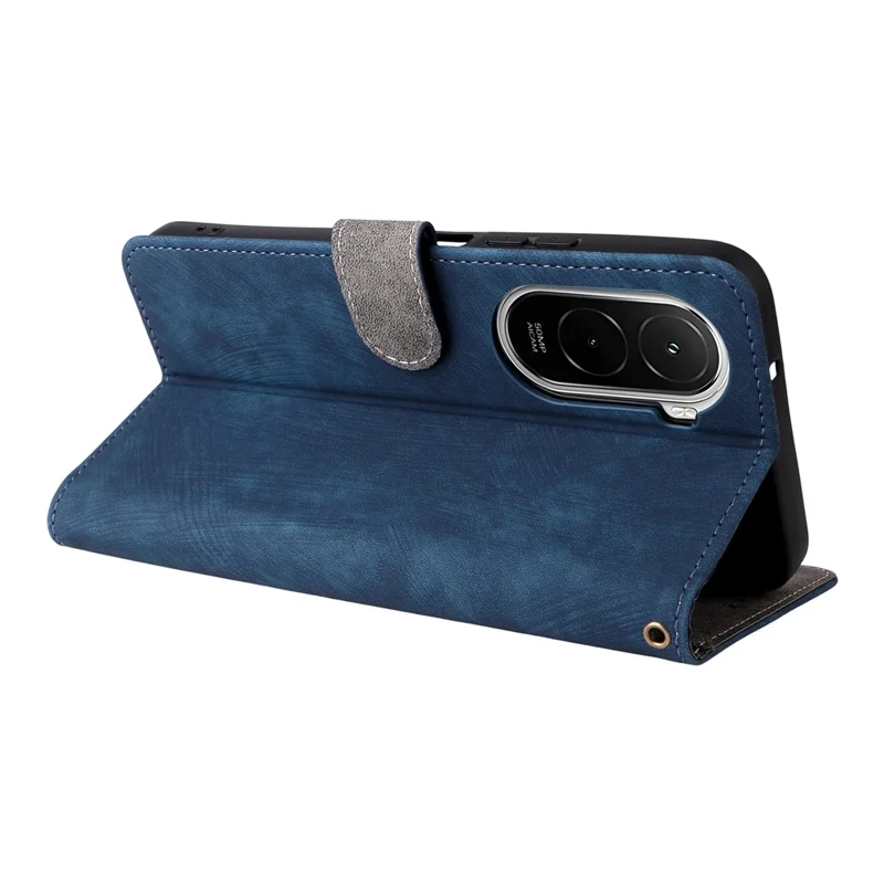 For Xiaomi Poco M7 4G (EU) (171mm) Case Wallet RFID Blocking PU Leather Phone Cover Stand with Strap - Blue