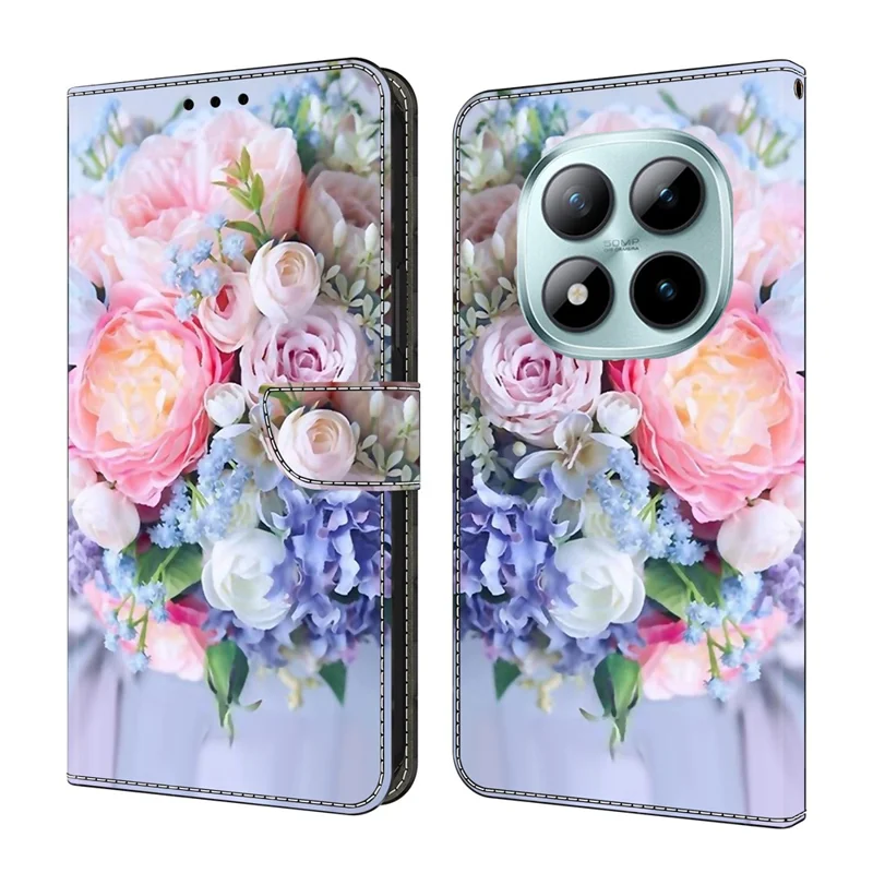Voor Xiaomi Redmi Note 15 Pro+ 5G (Global) Hoesje Magnetische Sluiting 3D Patroon Leren Portemonnee Telefoonhoes - Kleurrijke Bloem