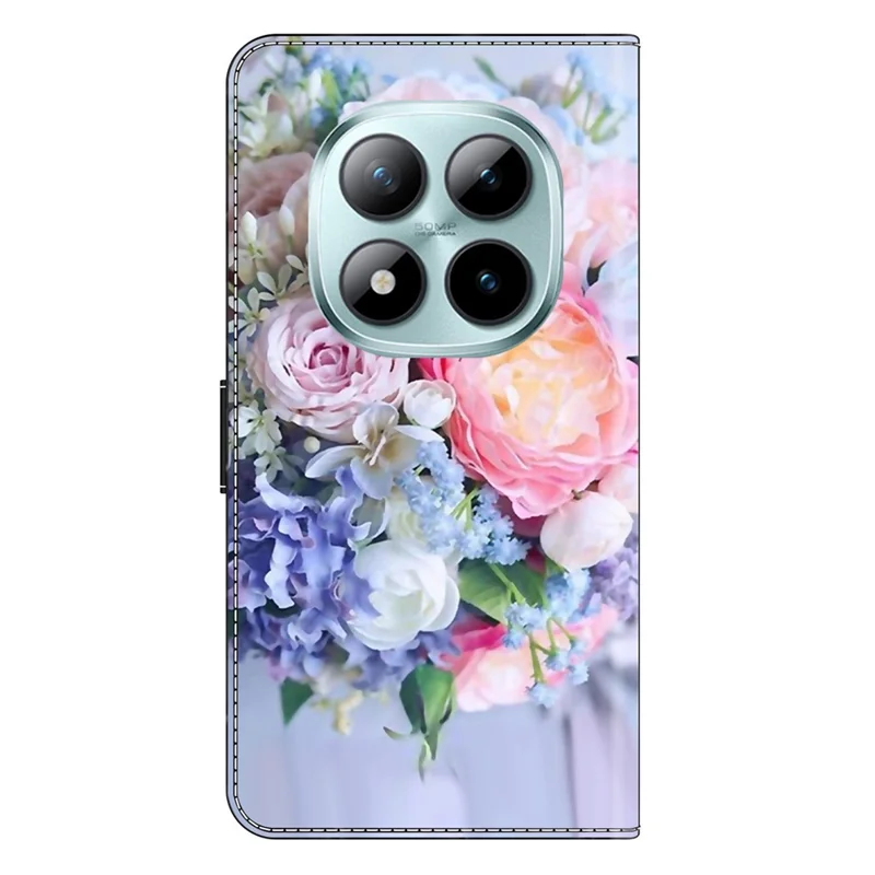 Voor Xiaomi Redmi Note 15 Pro+ 5G (Global) Hoesje Magnetische Sluiting 3D Patroon Leren Portemonnee Telefoonhoes - Kleurrijke Bloem