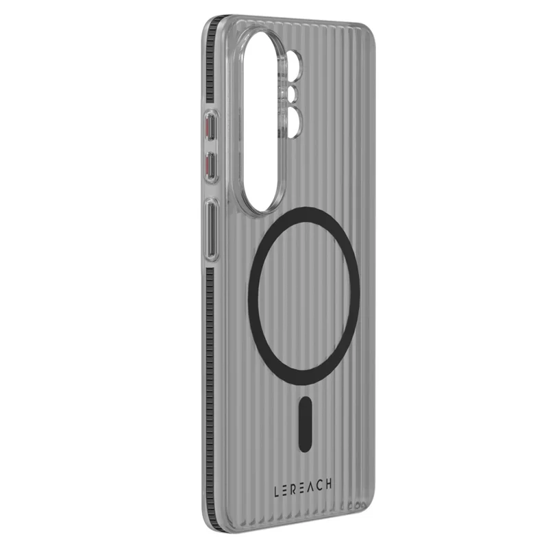 LEREACH TOC Series for Samsung Galaxy S26 Ultra Magnetic Case Flowing Grid PC Phone Cover - Black