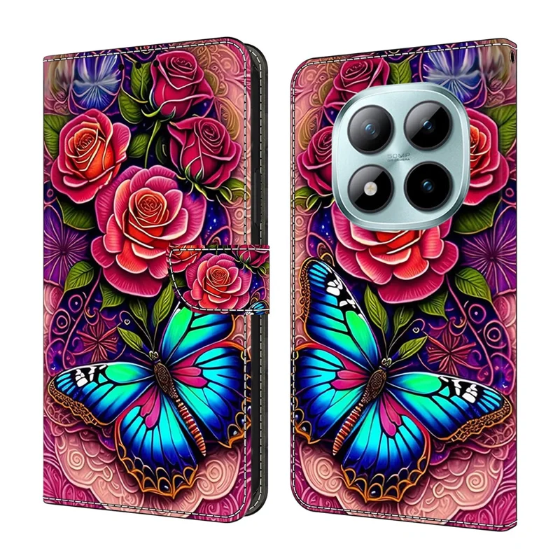 Cover per Xiaomi Redmi Note 15 Pro+ 5G (Global) con Portafoglio in PU Leather con Supporto - Farfalla Colorata