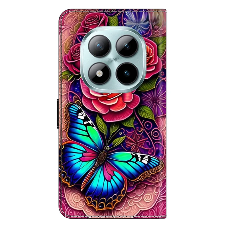 Cover per Xiaomi Redmi Note 15 Pro+ 5G (Global) con Portafoglio in PU Leather con Supporto - Farfalla Colorata