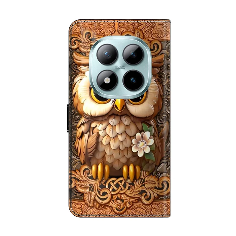 Cover per Xiaomi Redmi Note 15 Pro+ 5G con Portatessere Stampa Motivo TPU + Pelle PU a Libro - Gufo Rosso