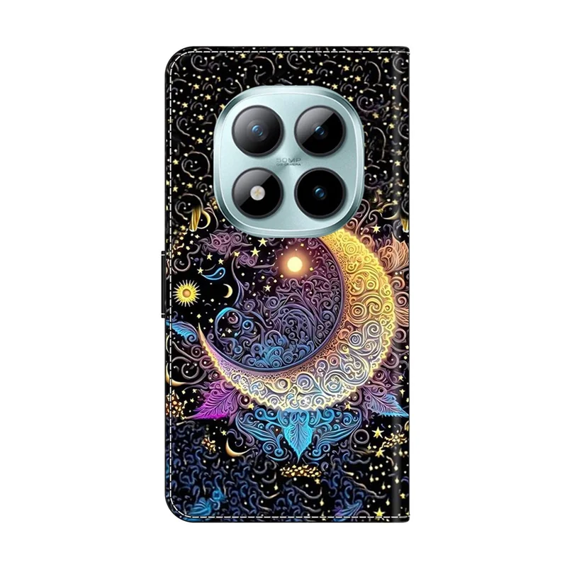 Voor Xiaomi Redmi Note 15 Pro+ 5G Hoesje Portemonnee Stand Patroon Print PU Leren Flip Hoes - Helle Maan