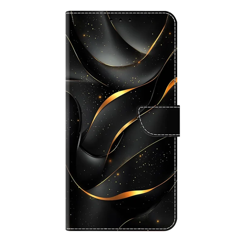 Voor Xiaomi Redmi Note 15 Pro+ 5G hoesje inklapbare standaard portemonnee patroon print PU lederen flip telefoonhoes - Gouden lint