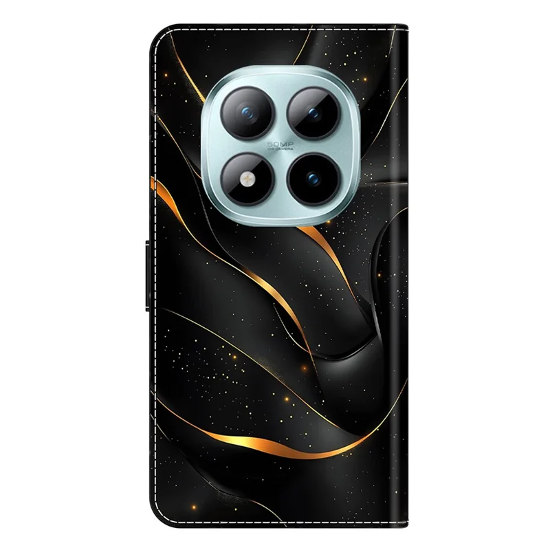 Voor Xiaomi Redmi Note 15 Pro+ 5G hoesje inklapbare standaard portemonnee patroon print PU lederen flip telefoonhoes - Gouden lint