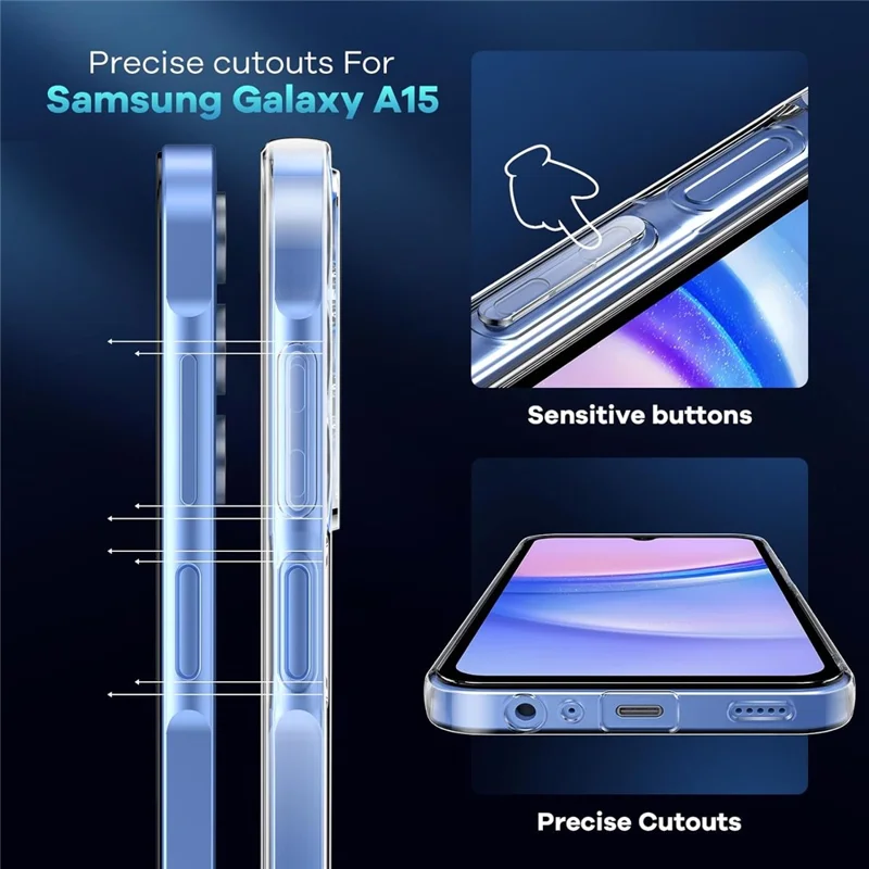 For Samsung Galaxy A37 Case TPU Clear Phone Cover + 2PCS Tempered Glass Screen Film 2.5D Arc Edge