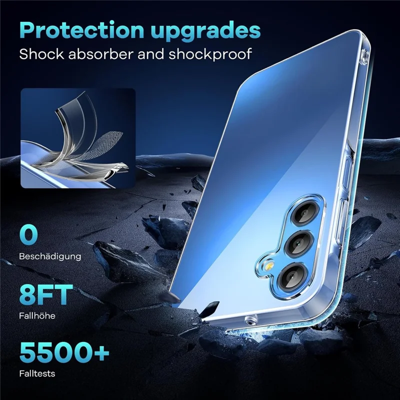 For Samsung Galaxy A37 Case TPU Clear Phone Cover + 2PCS Tempered Glass Screen Film 2.5D Arc Edge