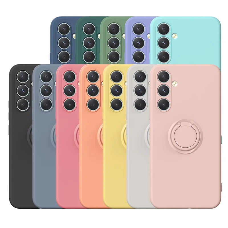 Capa de Silicone para Samsung Galaxy A37 com Anel de Suporte e Alça - Roxo