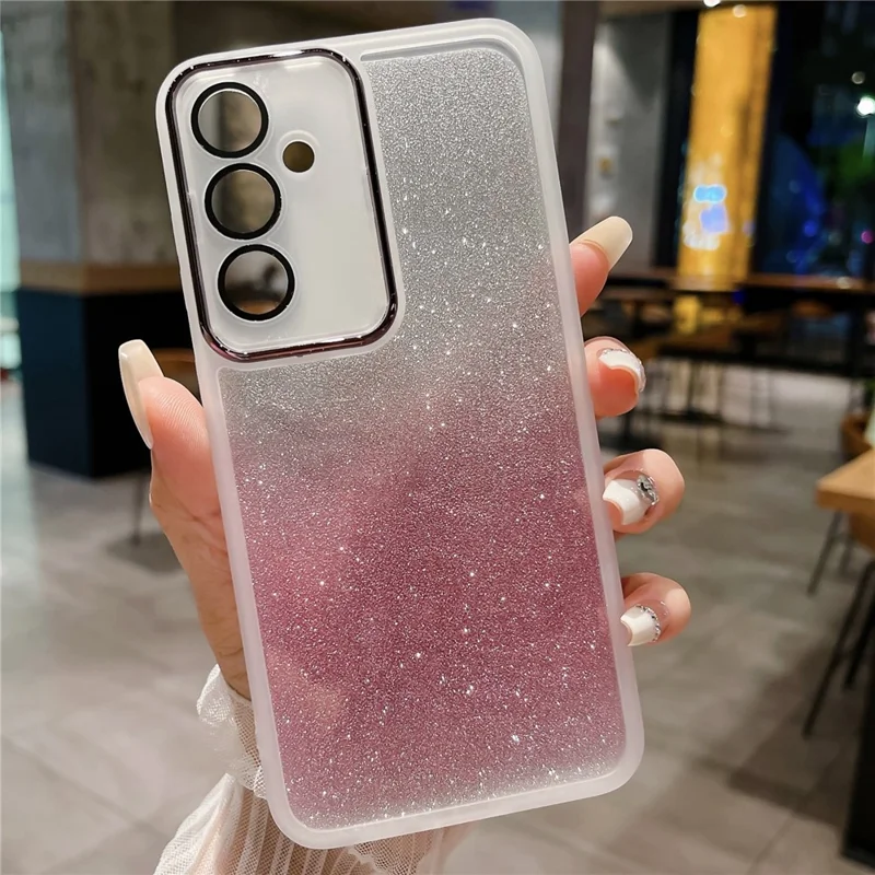 For Samsung Galaxy A17 5G  /  4G Case Clear TPU Phone Cover With Camera Lens Protector Glitter Sticker - Transparent White