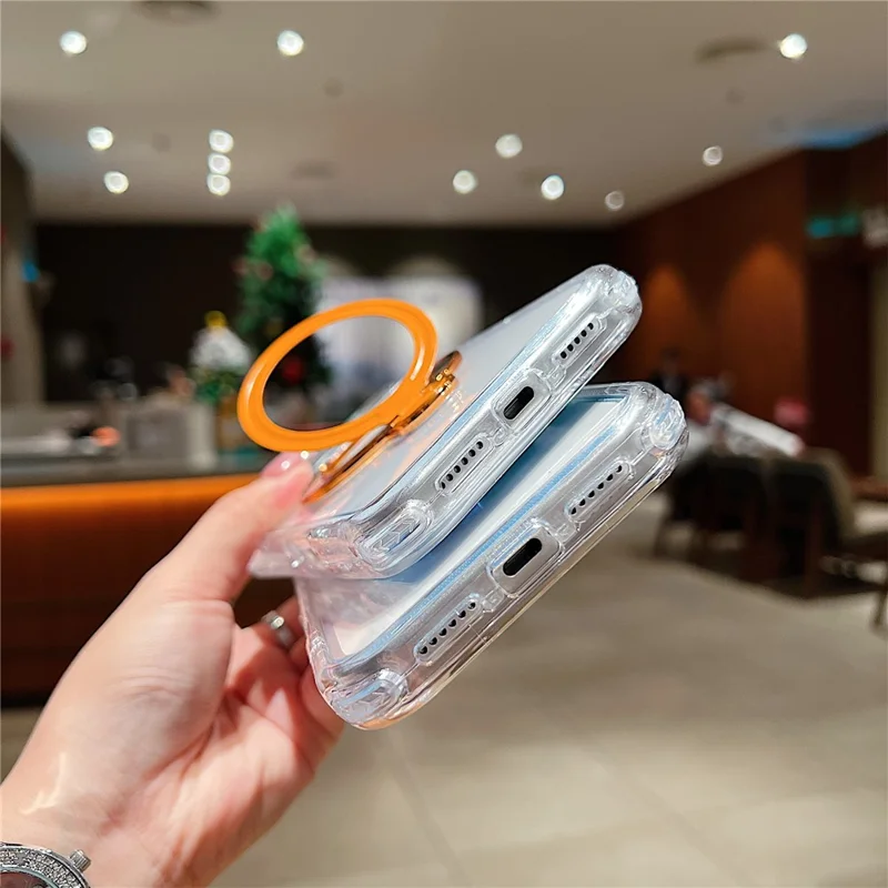 Cover per iPhone 17 Pro Compatibile con MagSafe con Supporto a Cavalletto Antiurto in PC + TPU Trasparente - Rosso Vino