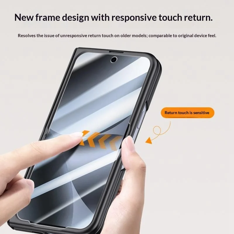 For Google Pixel 10 Pro Fold Case Kickstand Skin Touch PC Phone Cover Built-In Screen Protector - Black