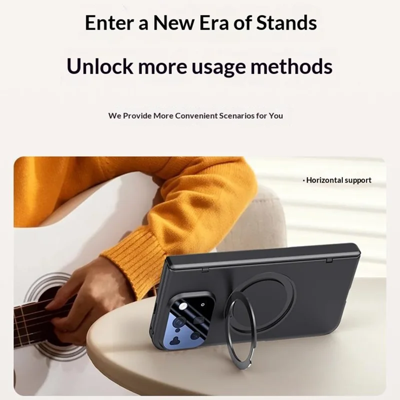 For Google Pixel 10 Pro Fold Case Kickstand Skin Touch PC Phone Cover Built-In Screen Protector - Black