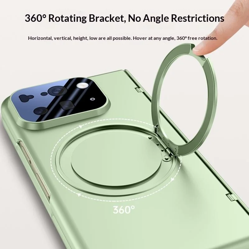 For Google Pixel 10 Pro Fold Case Kickstand Skin Touch PC Phone Cover Built-In Screen Protector - Black