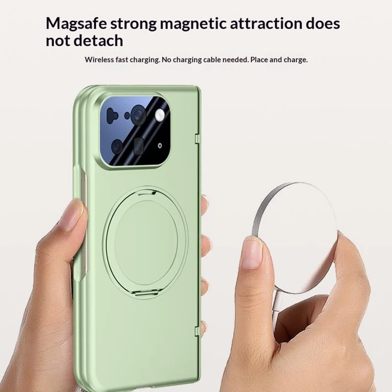 For Google Pixel 10 Pro Fold Case Kickstand Skin Touch PC Phone Cover Built-In Screen Protector - Black