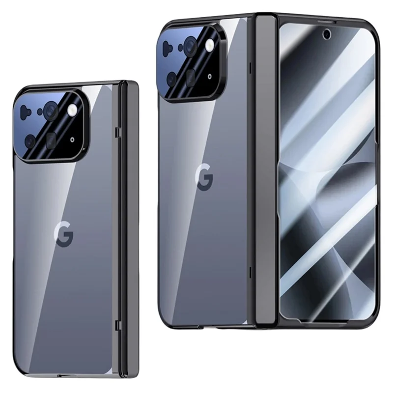 For Google Pixel 10 Pro Fold Case PC + Acrylic Phone Cover with Screen Protector Hinge Protection - Black