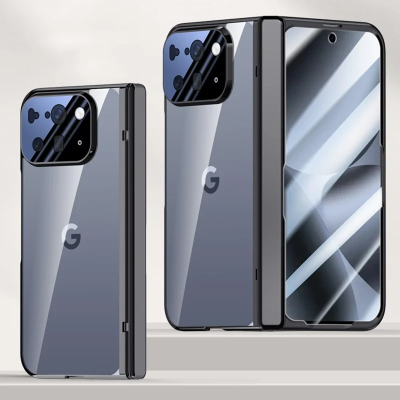 For Google Pixel 10 Pro Fold Case PC + Acrylic Phone Cover with Screen Protector Hinge Protection - Black