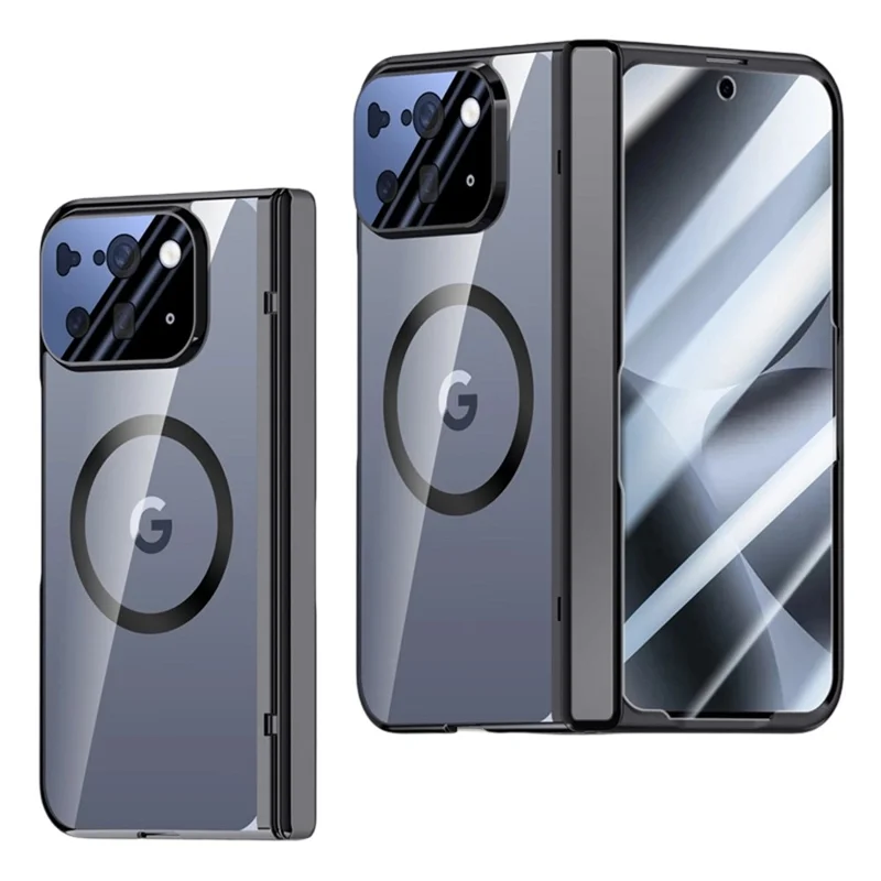 For Google Pixel 10 Pro Fold Magnetic Case Hard PC + Acrylic Phone Cover with HD Screen Protector - Black