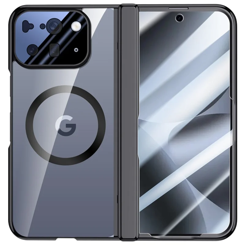 For Google Pixel 10 Pro Fold Magnetic Case Hard PC + Acrylic Phone Cover with HD Screen Protector - Black
