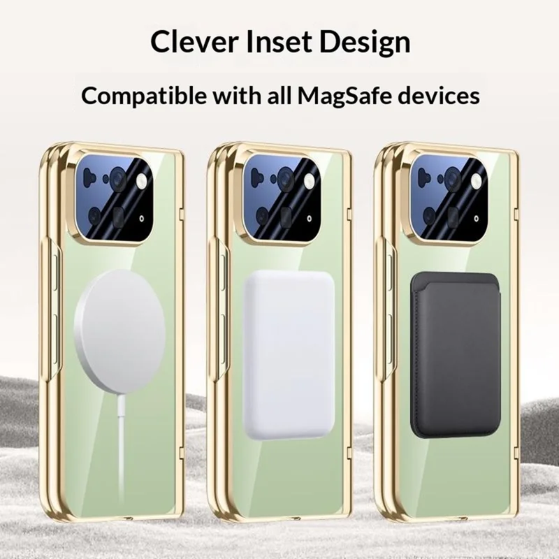 For Google Pixel 10 Pro Fold Magnetic Case Hard PC + Acrylic Phone Cover with HD Screen Protector - Black