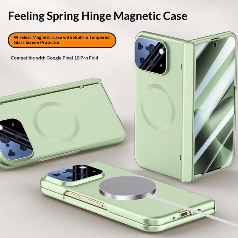 For Google Pixel 10 Pro Fold Magnetic Case Hard PC Phone Cover with Rear Small Screen Protector - Green