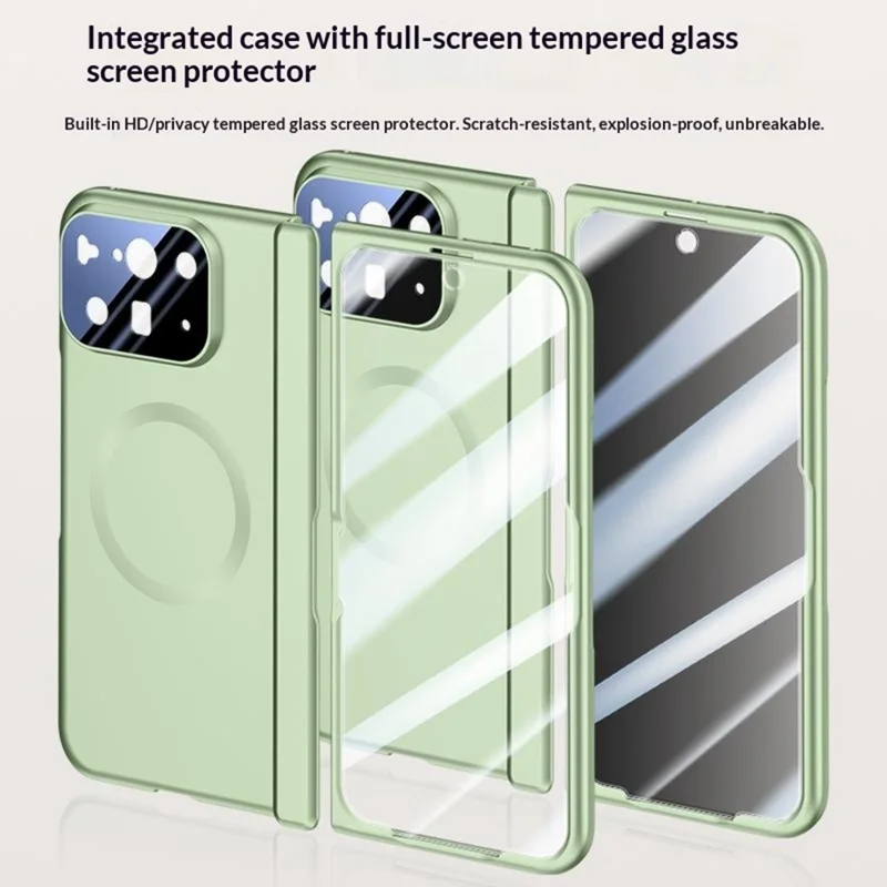 For Google Pixel 10 Pro Fold Magnetic Case Hard PC Phone Cover with Rear Small Screen Protector - Green