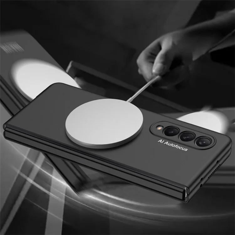 GKK Shockproof Case for Samsung Galaxy Z Fold4 5G Anti-Fingerprint Phone Protector Hard PC Slim Case Compatible with MagSafe Charging (Included Tempered Glass Front Film) - Grey