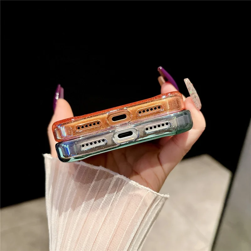 For iPhone 17 Pro Magnetic Case Dazzling PC Shockproof Phone Cover with Tempered Glass Compatible with MagSafe - Transparent Orange