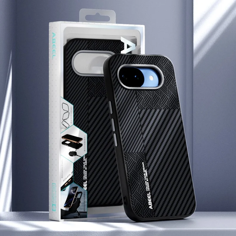 ABEEL For Google Pixel 10a Magnetic Case PC + TPU + Aluminum Alloy + PU Leather Slim Phone Back Cover - Texture 3